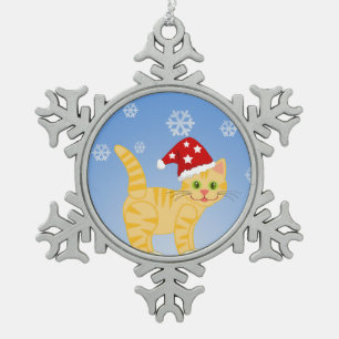 Snowflake Ornament Weihnachten Katze gelb