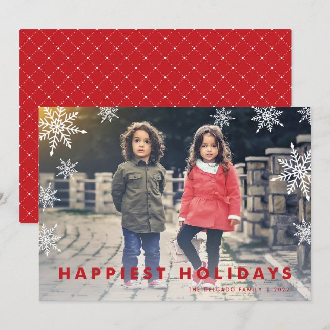 Snowflake Overlay | FOTO Feiertagskarte (Vorne/Hinten)