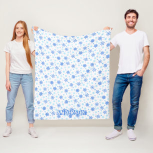 Snowflake Pastel Blue Baby Blue Modern Individuell Fleecedecke