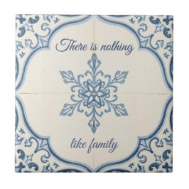 Snowflake pattern blue & white holiday custom name fliese