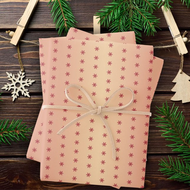 Snowflake Pattern Festive Red Metallic Weihnachten Geschenkpapier Set (Von Creator hochgeladen)