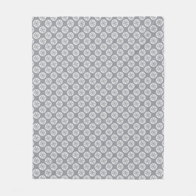 Snowflake Pattern Grau Fleece Blanket (Vorderseite)