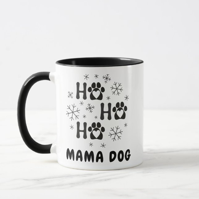 Snowflake Paw Print Ho Ho Ho Mama Dog Tasse (Links)