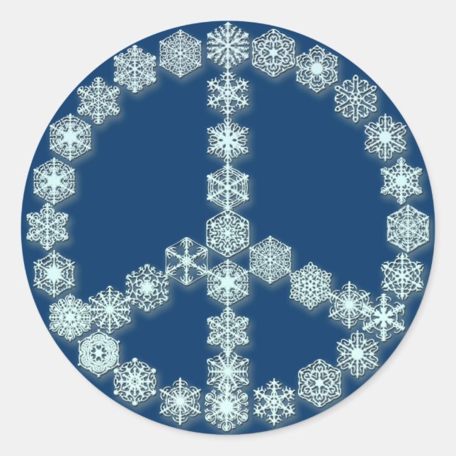 Snowflake Peace Symbol Tshirts, Hoodies, Geschenke Runder Aufkleber (Vorderseite)