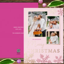 Snowflake Pink Glam 3 Foto Collage Rose Gold