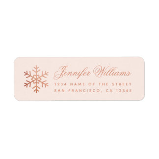 Snowflake Pink & Rose Gold Elegant Script Holidays
