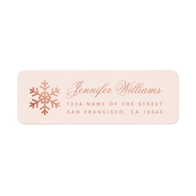 Snowflake Pink & Rose Gold Elegant Script Holidays (Vorne)