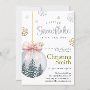 Snowflake Pink Winter Wonderland Baby Girl Dusche Einladung