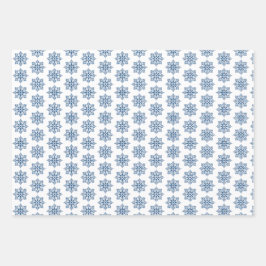 Snowflake Plaid Pattern Blue Holiday Geschenkpapier Set