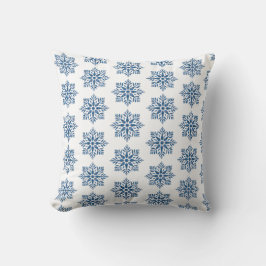 Snowflake Plaid Pattern Blue Holiday Kissen