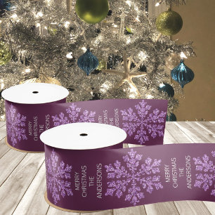 Snowflake Plum Bling Elegante Trendy Weihnachten Satinband