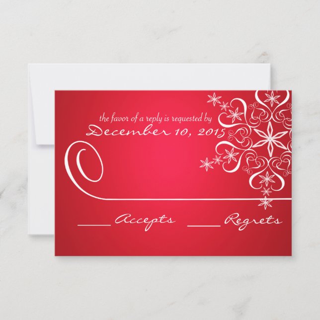 Snowflake Red 2 Elegance Response Card RSVP Karte (Vorderseite)