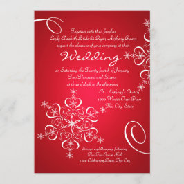 Snowflake Red 2 Winter Wedding Einladung