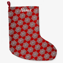 Snowflake Red Christmas Holiday Strumpf Großer Weihnachtsstrumpf