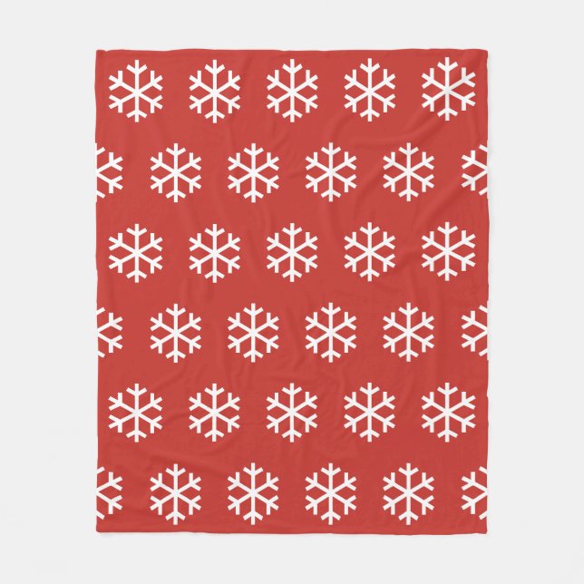 Snowflake Red Fleece Blanket (Vorderseite)