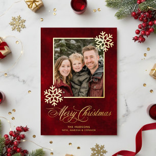 Snowflake Red Velvet Foto Frohe Weihnachten Folien Feiertagskarte