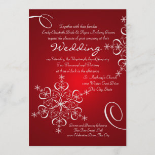 Snowflake Red Winter Wedding Einladung