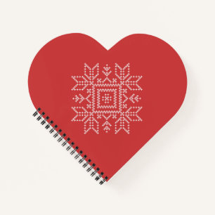 Snowflake Red xmas Strickmuster Notebook Notizbuch
