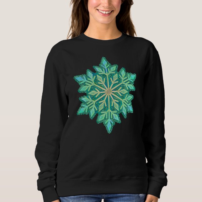 SNOWFLAKE-Retro-Vintage Schneeflocke, Wintersport Sweatshirt (Vorderseite)