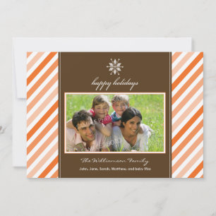 Snowflake Ribbon Family Holiday Card (orange) Feiertagskarte