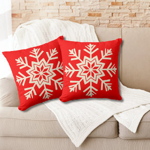 Snowflake Rotes Weihnachten Kissen
