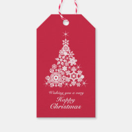 Snowflake sapin de Noël rouge et blanc étiquette c