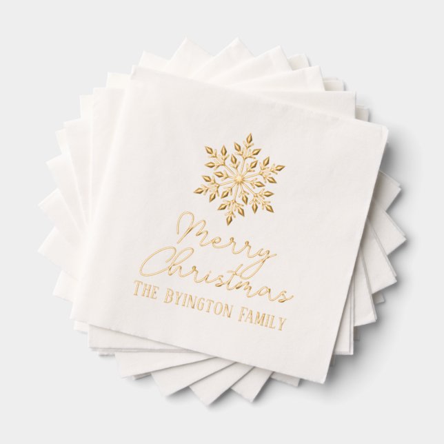 Snowflake Script Holiday Gruß Familienname Servietten Mit Folie (Insitu (Gestapelt))