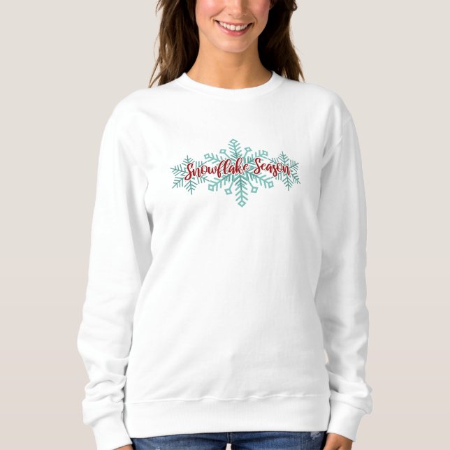 Snowflake Season Winterskript Aquamarine Weihnacht Sweatshirt (Vorderseite)