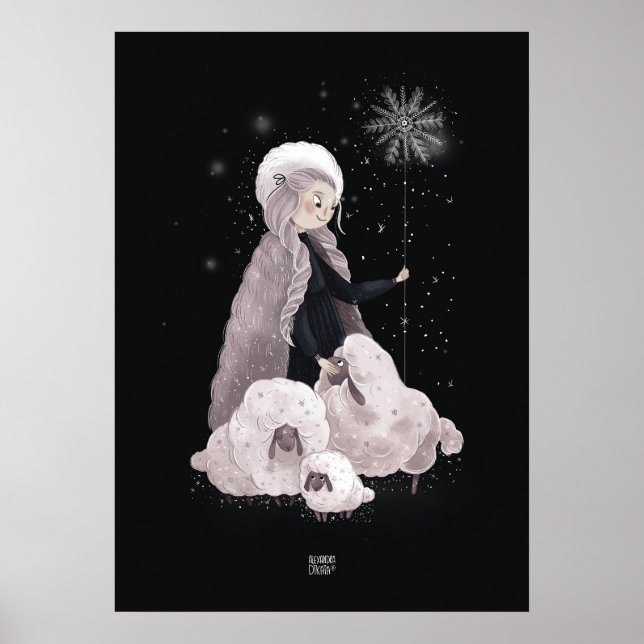 SNOWFLAKE SHEEP von Alexandra Dikaia Poster (Vorne)