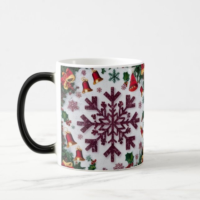 Snowflake Silhouettes Pattern Rustic Christmas  Verwandlungstasse (Links)