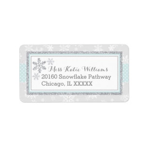 Snowflake Silver Glitzer Blue Baby Boy Label Adressaufkleber