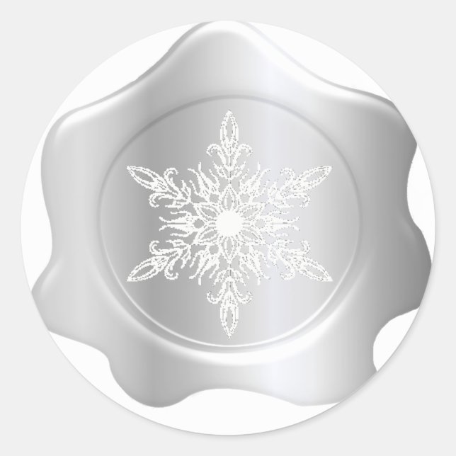 Snowflake Silver Wax Siegel Stickers (Vorderseite)