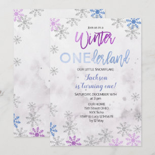 Snowflake Snow Onederland Erster Geburtstag Einlad Einladung