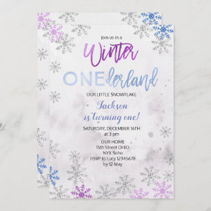 Snowflake Snow Onederland Premier Invitation d'ann