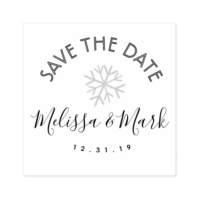 Snowflake Snowglobe Winter Save the Date Gummistempel (Prägung)
