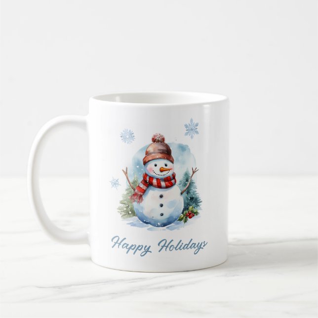 Snowflake Snowman Mug – Custom Winter Gift Kaffeetasse (Links)