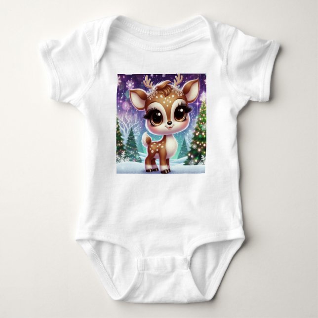 Snowflake Sparkle Baby Reindeer Baby Strampler (Vorderseite)