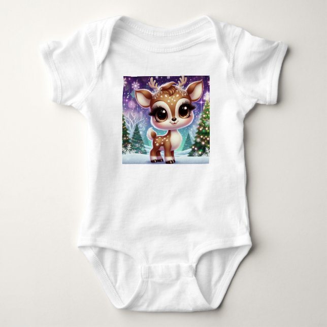 Snowflake Sparkle Baby Reindeer Strampler (Vorderseite)