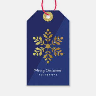 Snowflake   Spaß Weihnachten Blau & Gold Geschenkanhänger