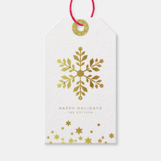 Snowflake | Spaß Weihnachten White & Gold Mini Geschenkanhänger
