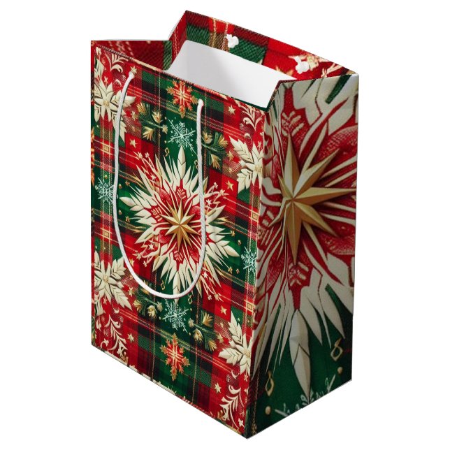 Snowflake Splendor Mittlere Geschenktüte (Rückseite Schrägansicht)