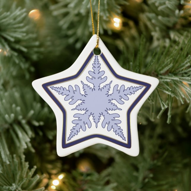Snowflake Star Christmas Keramik Ornament (Baum)