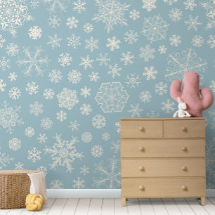 Snowflake Star Snow White Blue Weihnachten Nahtlos Tapete
