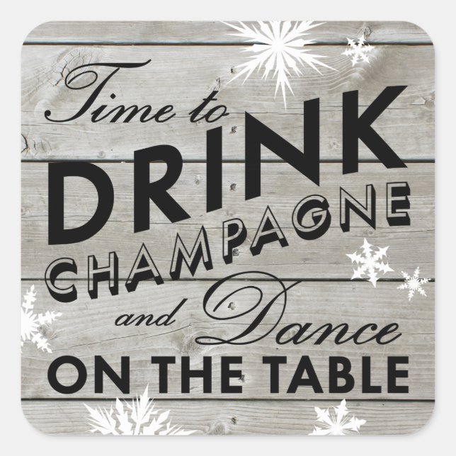 Snowflake Sticker Zeit, Champagner zu trinken (Vorderseite)