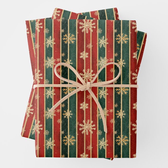 Snowflake Strip Weihnachtswrapping Paper Geschenkpapier Set (Beispiel)