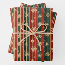 Snowflake Stripe Noël Papier d'enveloppement de No