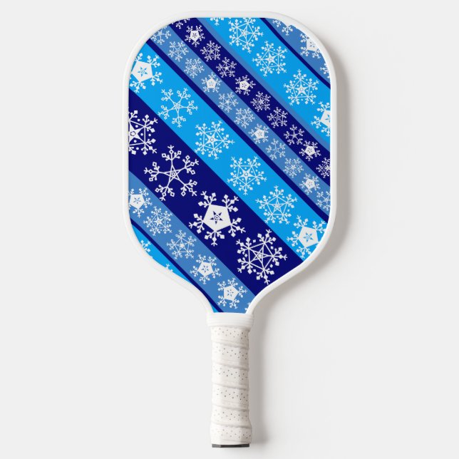 Snowflake Stripes Blue Pickleball Schläger (Vorderseite)