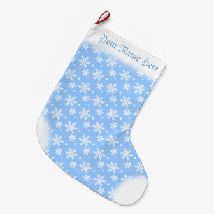 Snowflake Strumpf Custom Blue Weihnachten Strumpf Großer Weihnachtsstrumpf
