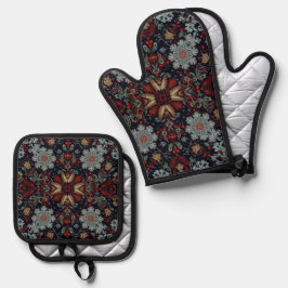 Snowflake Symphonie zu Weihnachten Ofenhandschuh & Topflappen-Set
