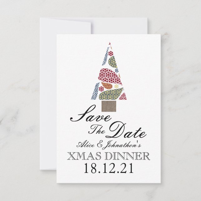 Snowflake Teardrops Tree Save the Date (Vorderseite)